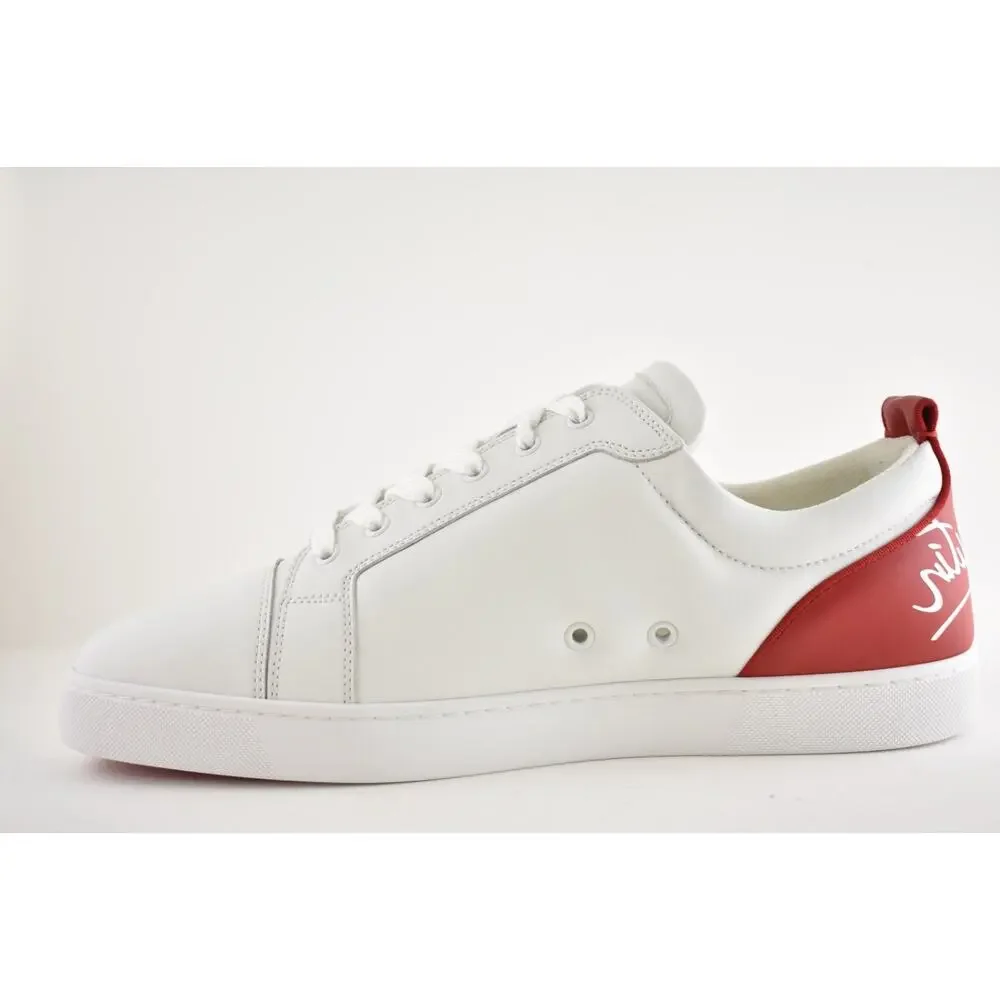Christian Louboutin Mens Fun Louis Junior Flat White Red Low Top Sneaker 48 15